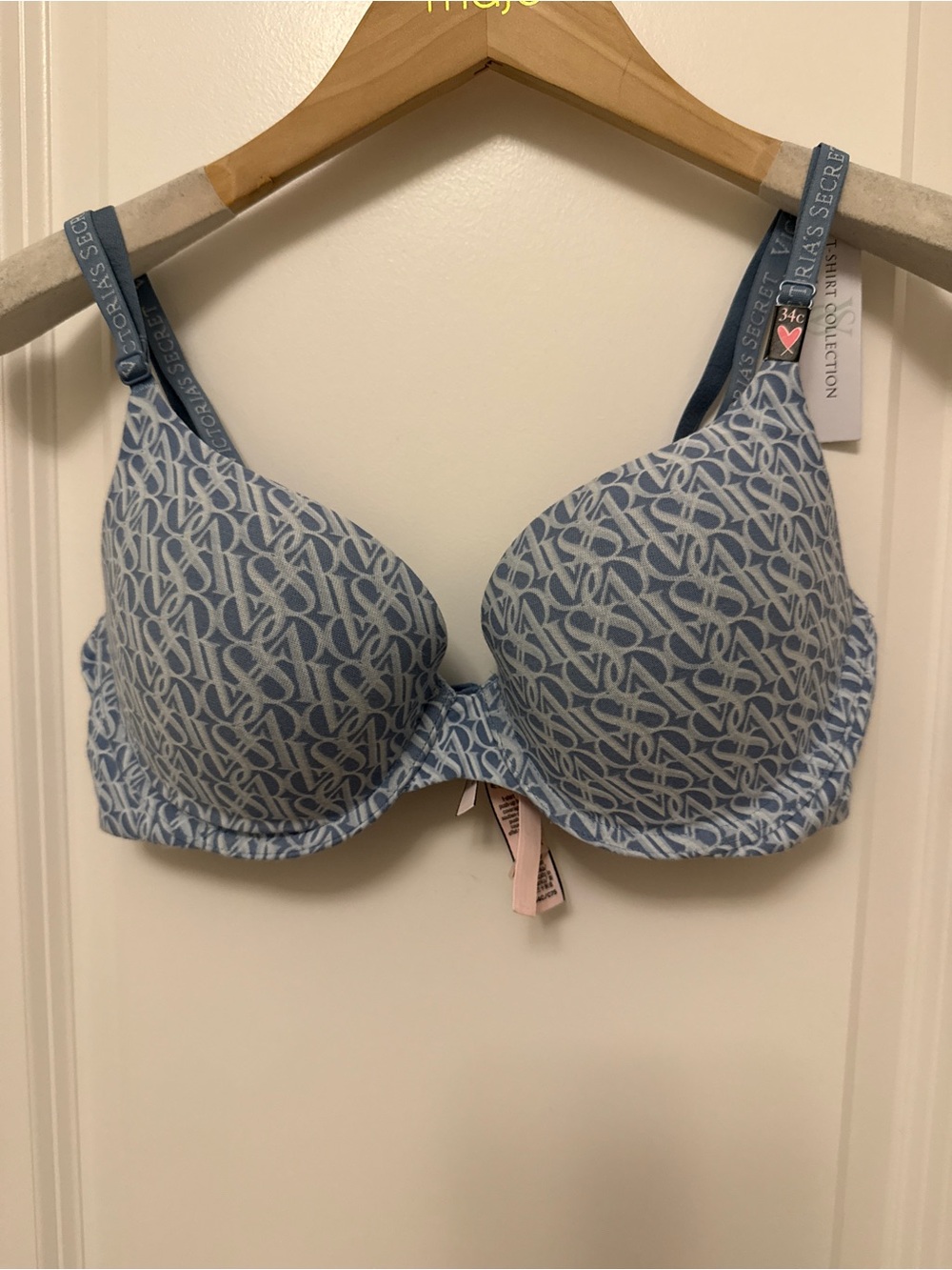 Victoria's Secret Light Blue Patterned T-Shirt Bra